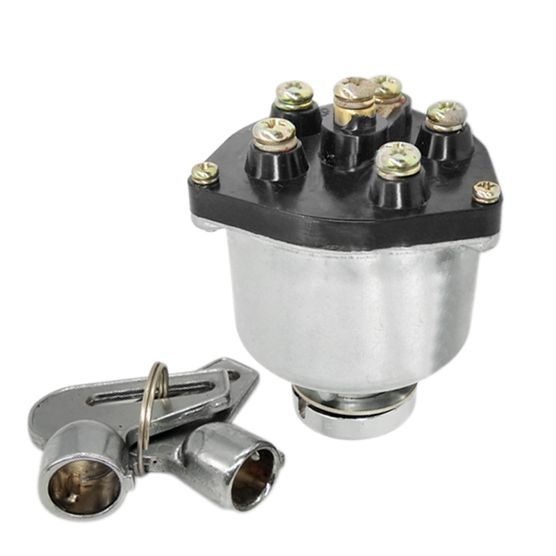 JK406 Car Truck Start Ignition Switch with 2 Keys Preheat Start Switch with 6 Wiring Points for Car Tractor Trailer