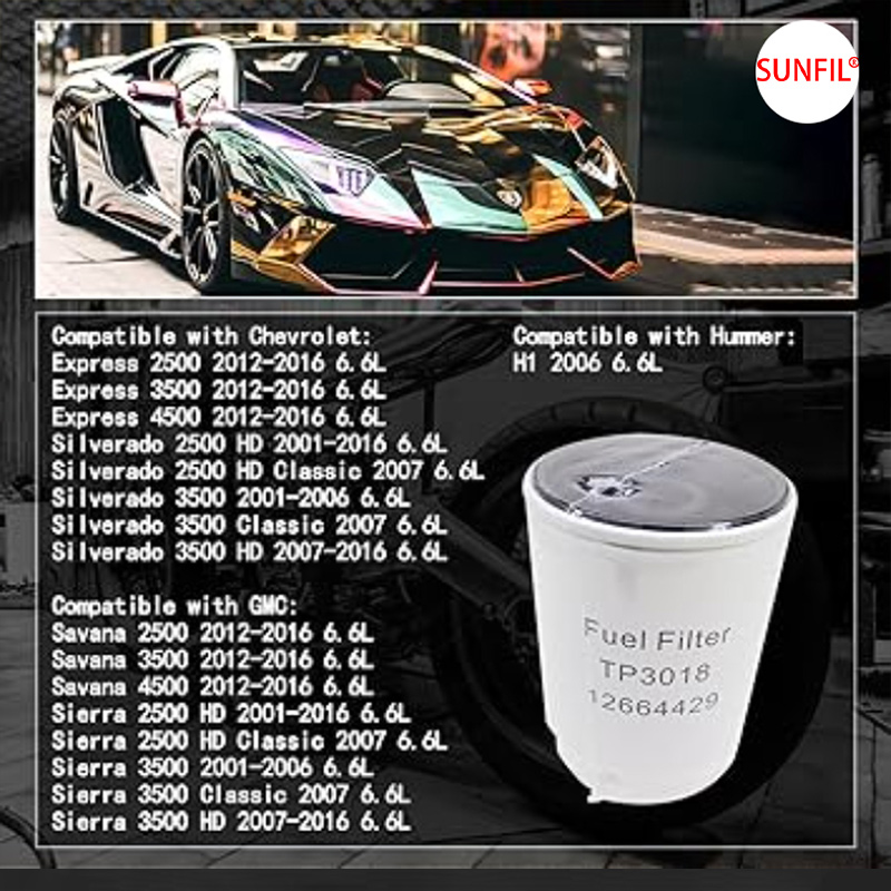 Fuel Filter TP3018 Compatible With Duramax 6.6L Chevy Silverado/GMC Sierra 2500HD 2001-2016 3500HD 2007-2016 Express/Savana 2500