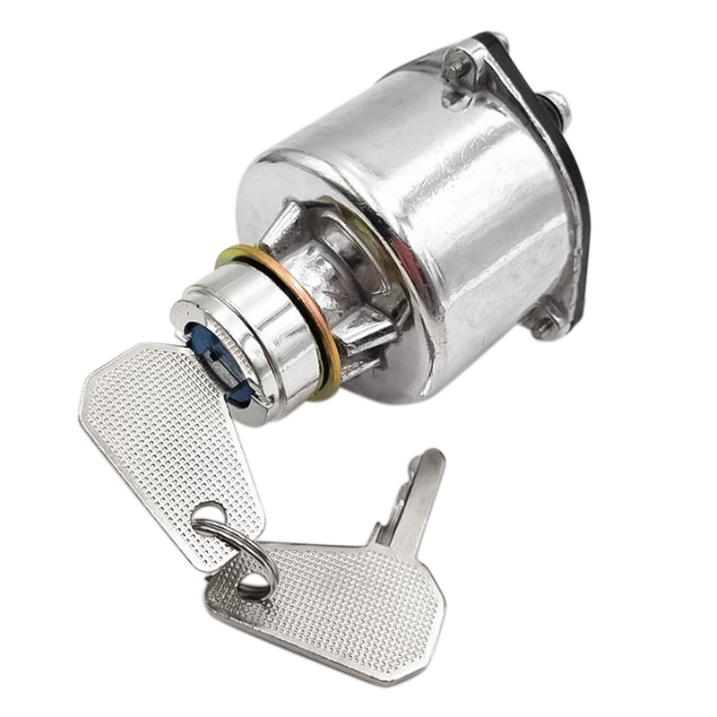 JK406 Car Truck Start Ignition Switch with 2 Keys Preheat Start Switch with 6 Wiring Points for Car Tractor Trailer