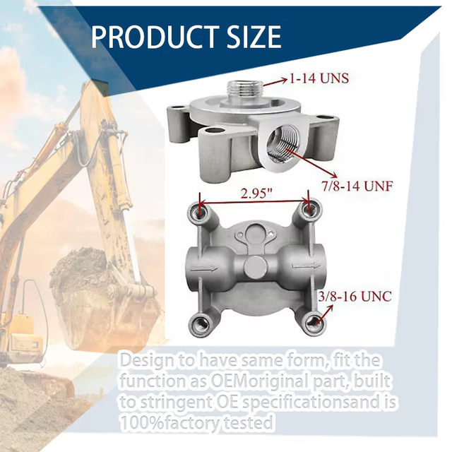 7/8"-14 UNS Diesel Fuel Filter Mounting Base for FF104 FF105 FF105C FF105D FF213 FS1000 FS1212 FS1242